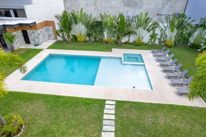 Elevated pool view at Transcend Clinic.
