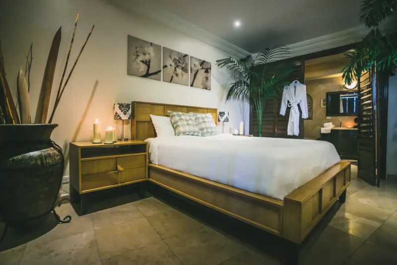 Private guest suite shown in the Holistic Sanctuary Pacific facility tour.