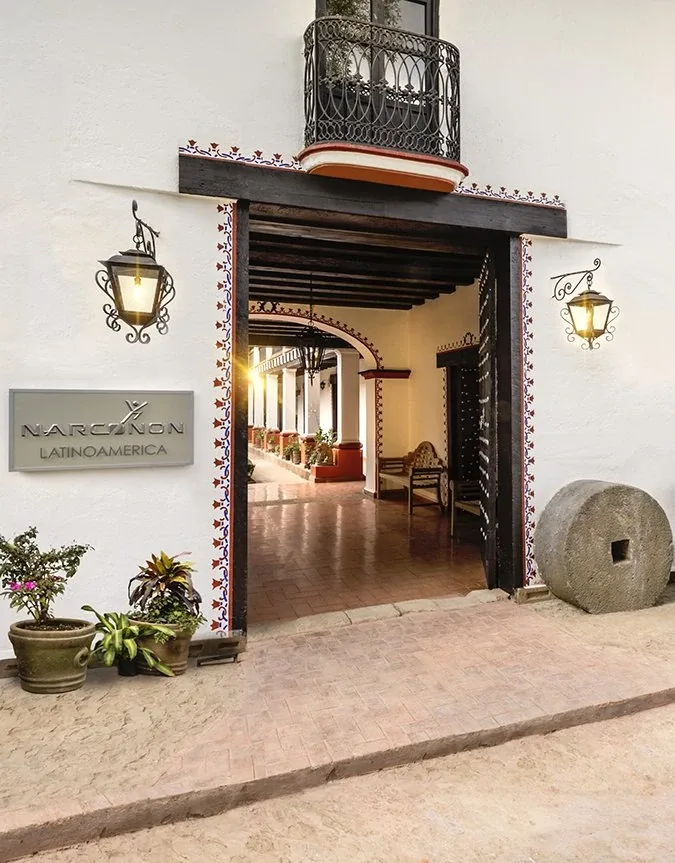 Hacienda reception entrance with traditional doors