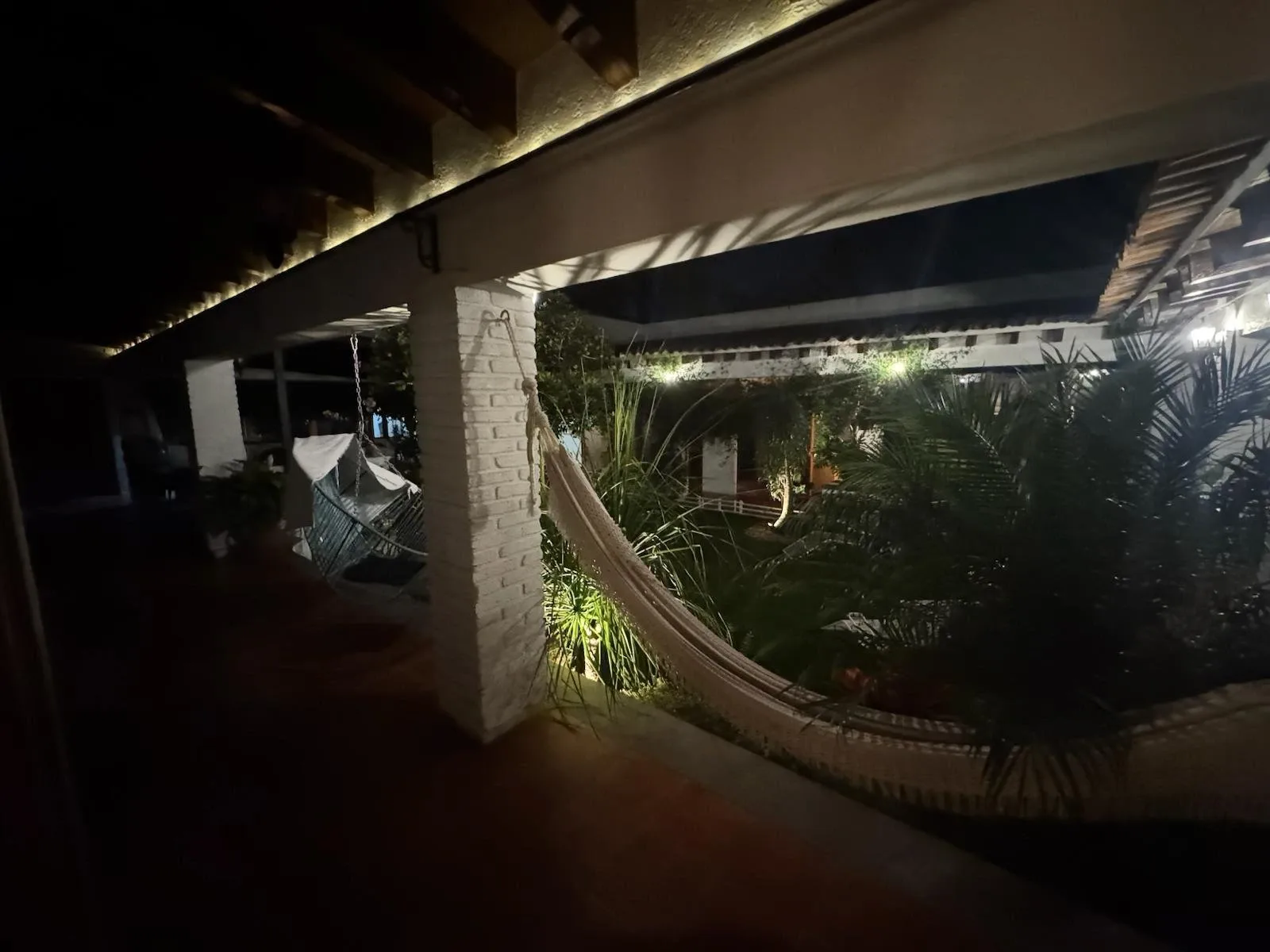 Covered outdoor seating at Inner Realms Center.