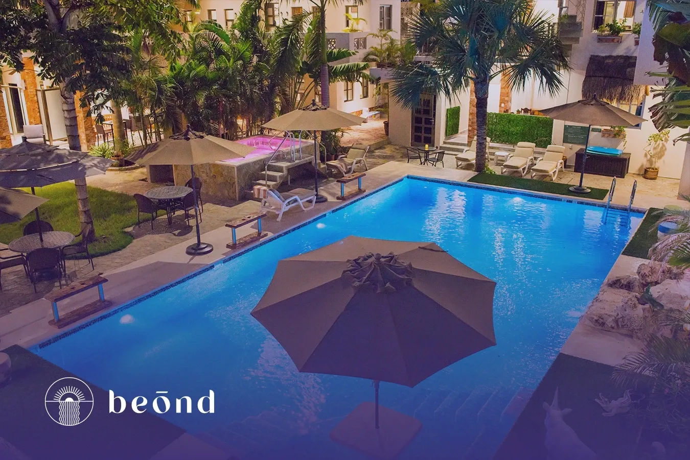Pool and garden at a Beond residence.